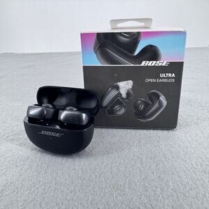 Authentic Bose Ultra Open Earbuds Black Used With Case Box Cable